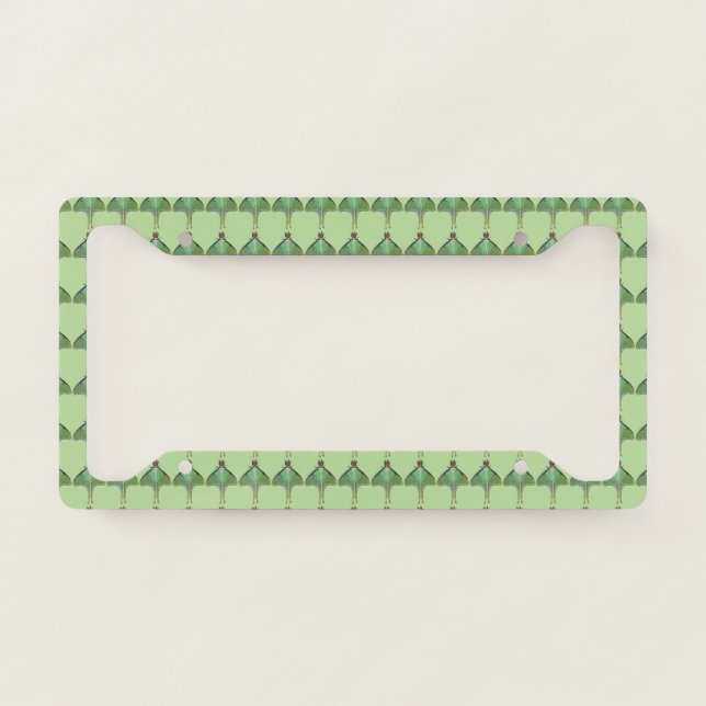 Green Luna Moth Pattern License Plate Frame (Front)