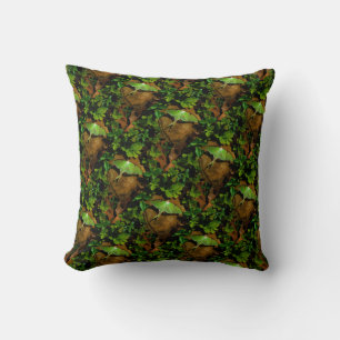 Green Luna moth Throw Pillow