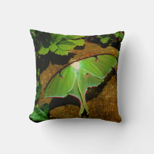 Green Luna moth Throw Pillow