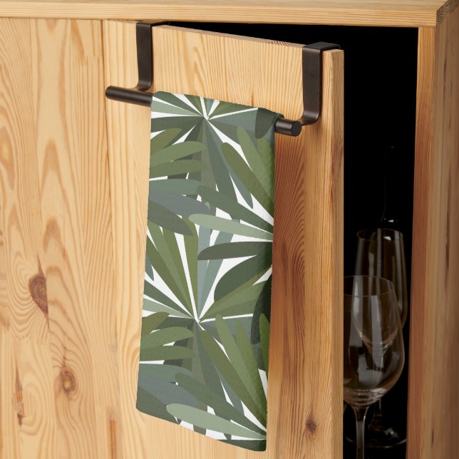 Green Lupine Leaves Kitchen Towel (Thirds Fold)