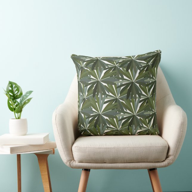 Green Lupine Leaves  Throw Pillow (Chair)