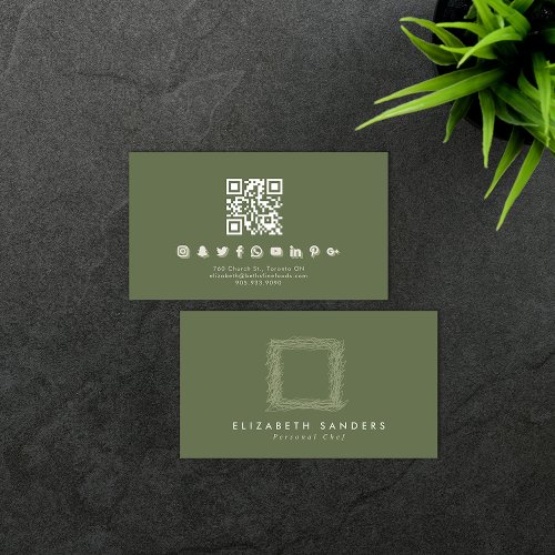 Green Luxury Minimalist Boutique Social Media Business Card