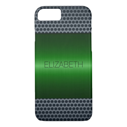 Green Luxury Stainless Steel Metal Look iPhone 87 Case