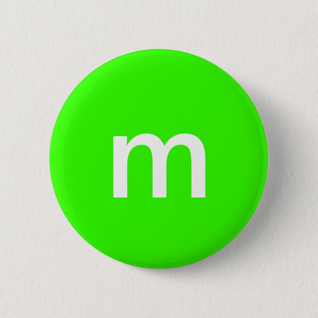Green m&m pinback button (Front)