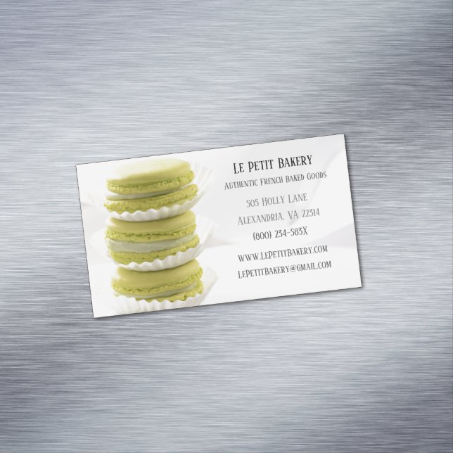  Green Macarons Food Pastry Chef Bakery Baker Business Card Magnet (In Situ)