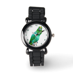 Green Macaw Parrot on a Limb Customizable Watch
