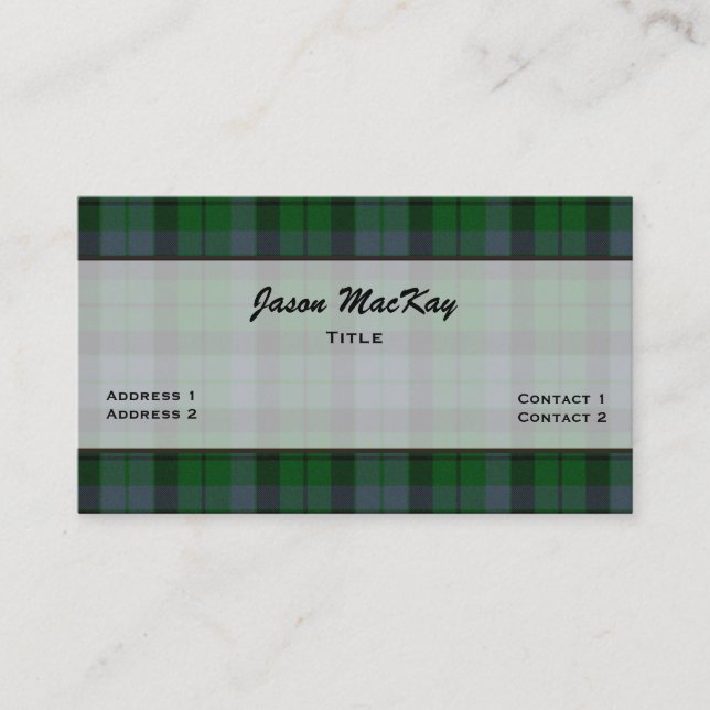 Green MacKay Tartan Plaid Custom Business Card (Front)