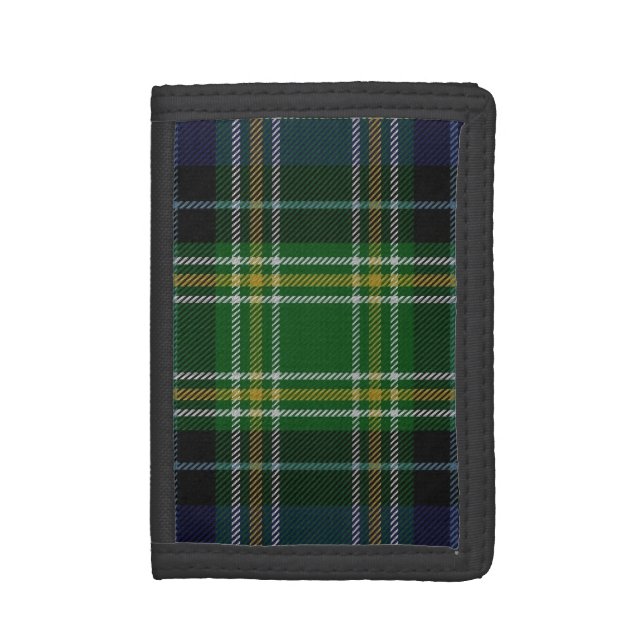 Green MacKellar Tartan Plaid Tri-fold Wallet (Front Vertical)