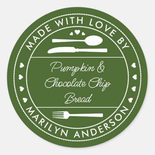 Green Made With Love Food Gift Classic Round Sticker