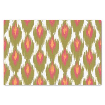 Green Magenta Abstract Tribal Ikat Diamond Pattern Tissue Paper by SharonaCreations at Zazzle