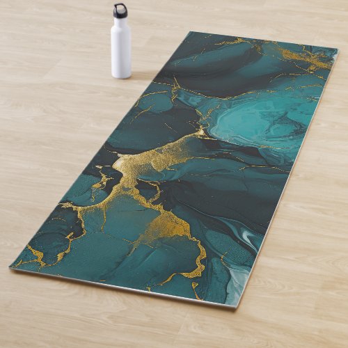 Green magic abstract marble design yoga mat