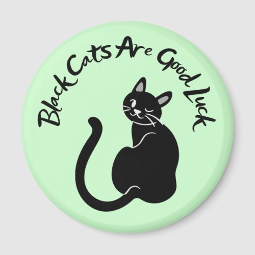 Green Magnet _ Black Cats Are Good Luck