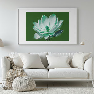 Green Magnolia Flower Watercolor Wall Art Print