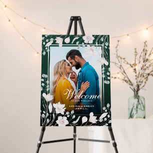 Green Magnolia Wedding Welcome Photograph Foam Board