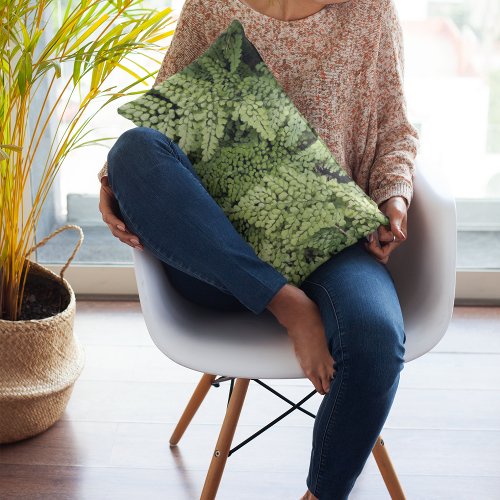 Green Maidenhair Fern Floral Lumbar Pillow