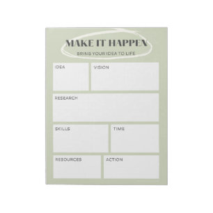 Green Make it Happen Idea Map   Project Planner Notepad