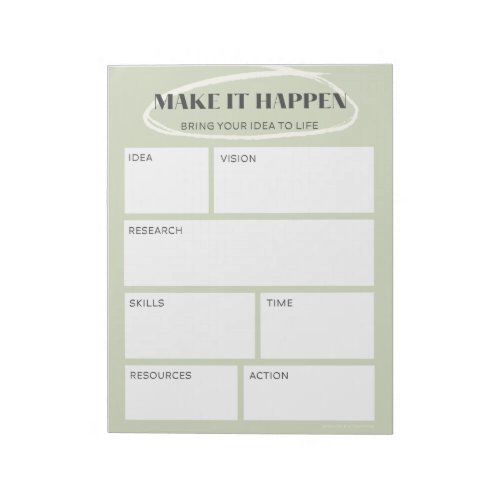  Green Make it Happen Idea Map  Project Planner Notepad