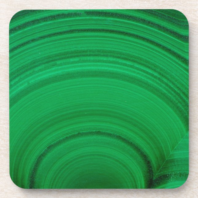 Green Malachite Close-Up Beverage Coaster (Front)