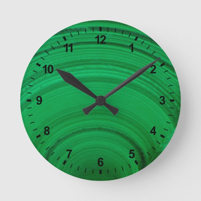 Green Malachite Close-Up Round Clock (Front)