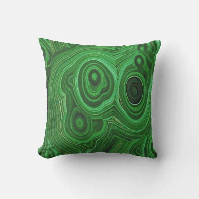 GREEN MALACHITE GEM STONE THROW PILLOW (Front)