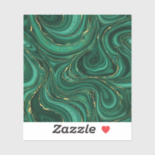 Green Malachite Gold Swirl Vinyl Sticker