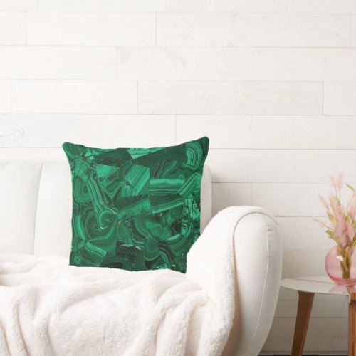 Green Malachite Throw Pillow