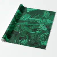 Dark Green Malachite and Gold Foil Strata Veining Wrapping Paper