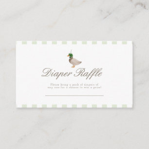 Green Mallard Duck Baby Raffle Card