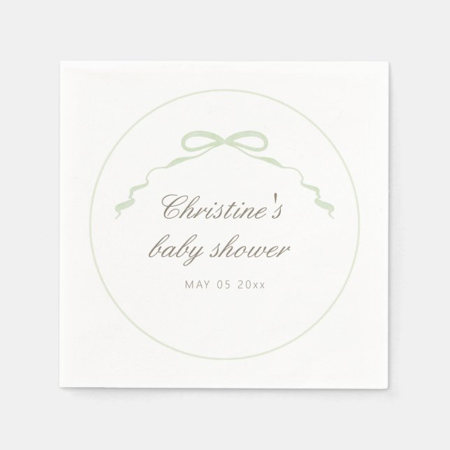 Green Mallard Duck Baby Shower Napkins (Front)