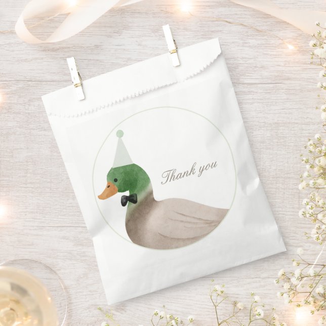 Green Mallard Duck Favor Bag (Clipped)