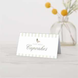 green Mallard duck folded food menu card