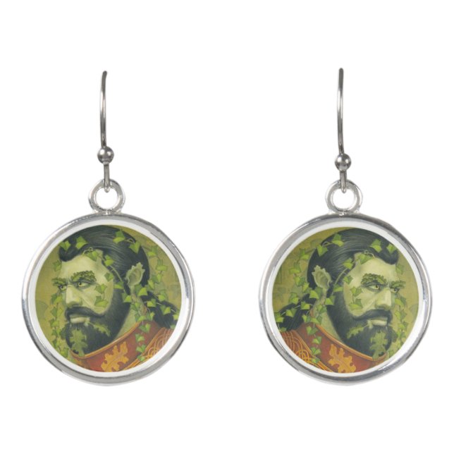Green Man as the Green Knight Earrings (Front)