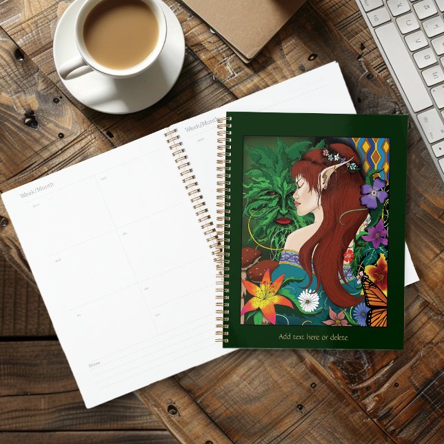 Green Man Elf Fantasy Floral Illustration Planner (Creator Uploaded)