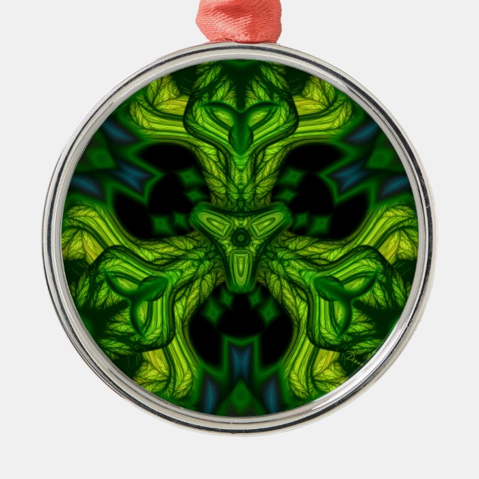 Green Man Goblin – Emerald and Gold Mask Christmas Tree Ornaments