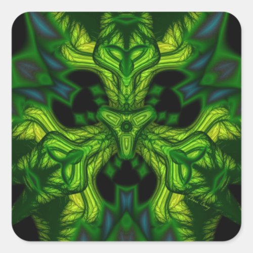 Green Man Goblin – Emerald and Gold Mask Square Sticker
