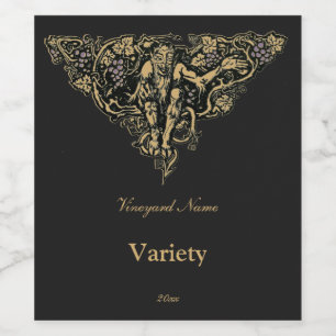 Green Man Goblin Faun Grapevine Antique Wine Label