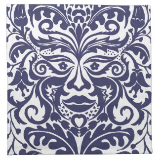 Green Man in Blues and white Cloth Napkin