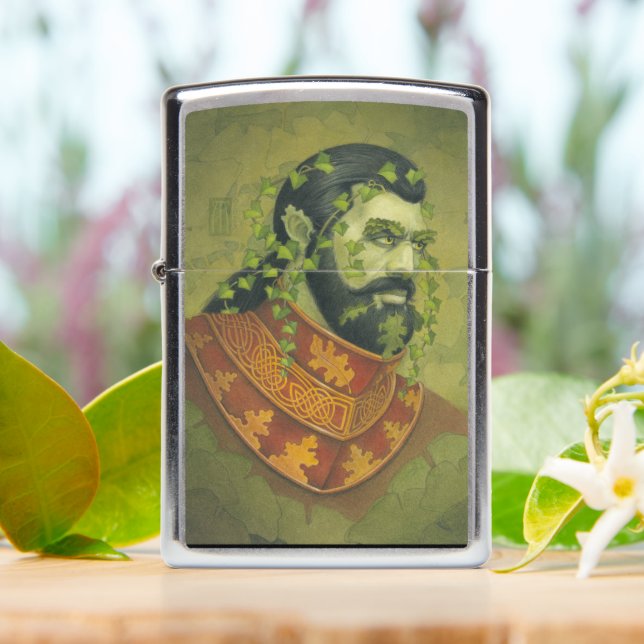 Green Man Knight Zippo Lighter (On Table)