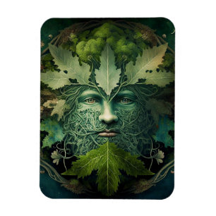 Green Man Mandala Fantasy Art Magnet