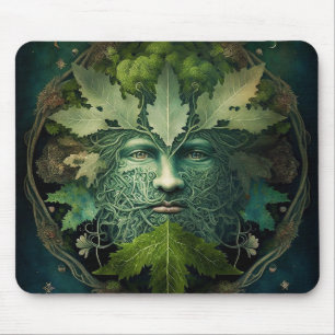 Green Man Mandala Fantasy Art Mouse Pad