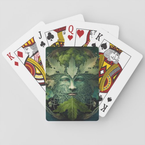 Green Man Mandala Fantasy Art Playing Cards