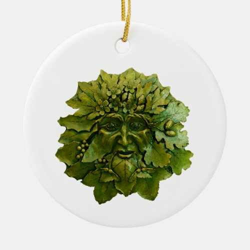 Green Man of the Forest Ceramic Ornament