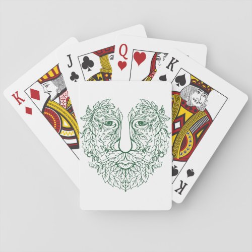 Green Man Playing Cards