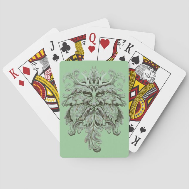 Green Man Silver Poker Cards (Back)