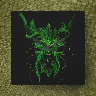 Green Man Square Wall Clock