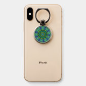 Green Mandala Abstract Pattern Phone Ring Holder (On Phone)