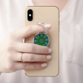 Green Mandala Abstract Pattern Phone Ring Holder (In Situ)