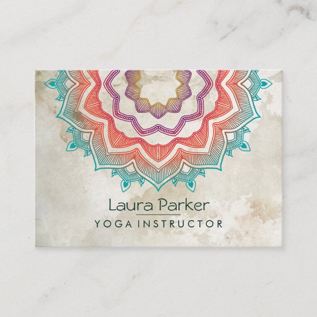 Green Mandala Art Yoga Instructor Holistic Business Card (Front)