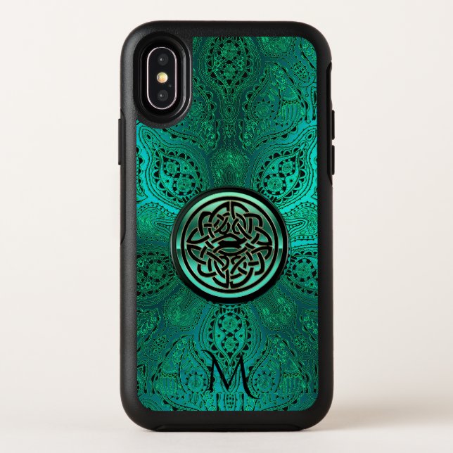 Green Mandala Celtic Knot Monogram Otterbox Case (Back)