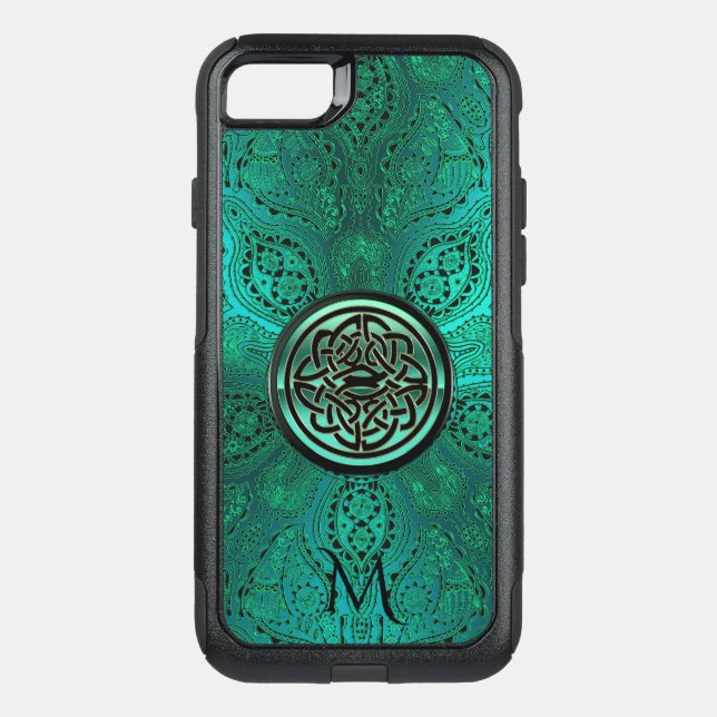Green Mandala Celtic Knot Monogram Otterbox Case (Back)